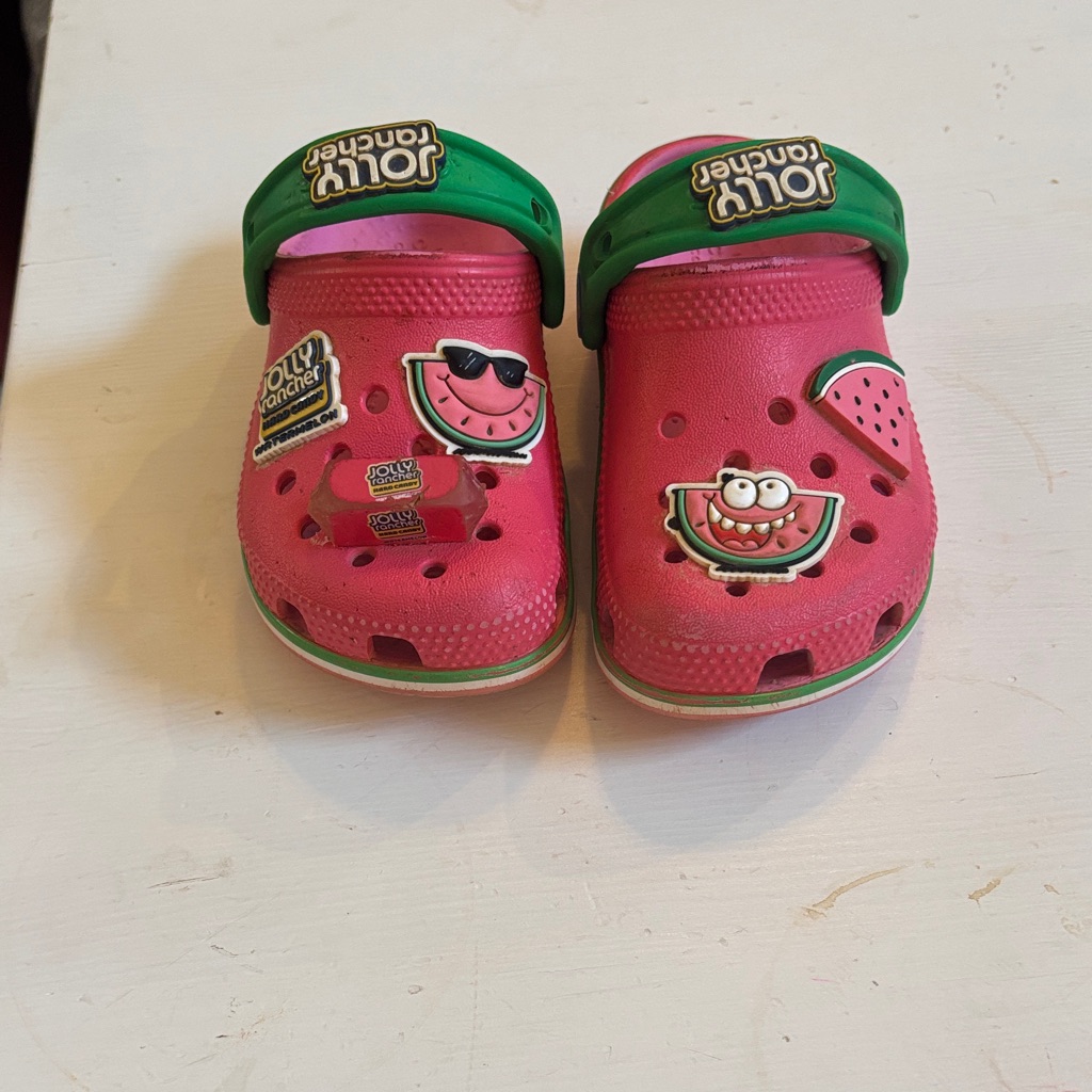 Crocs Kids Pink And Green Jolly Rancher Clogs